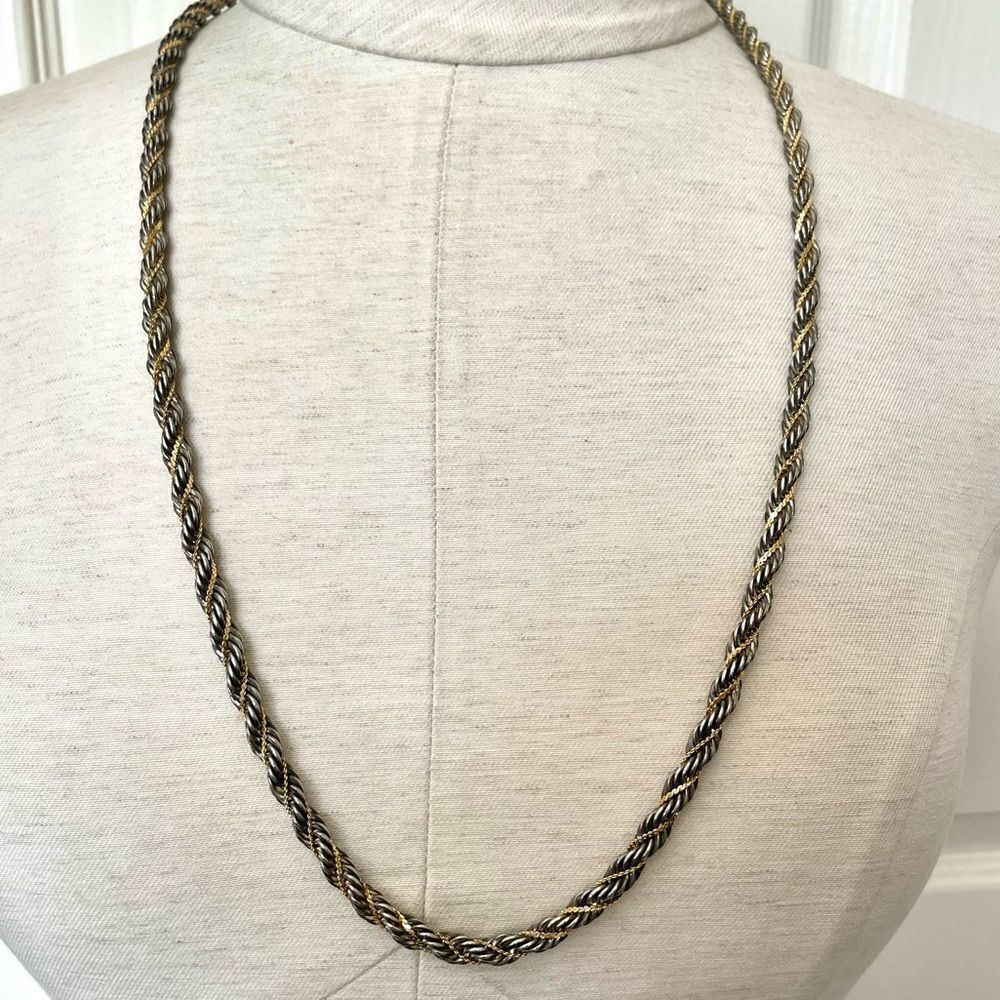 Silver and gold tone twisted necklace